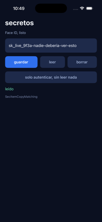 The secret read back with SecItemCopyMatching